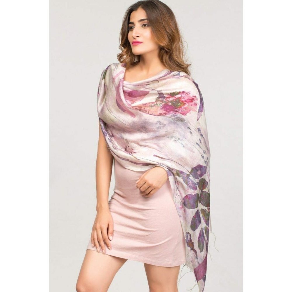 Kalika Plum Silk Scarf Handmade in India and Fairtrade
